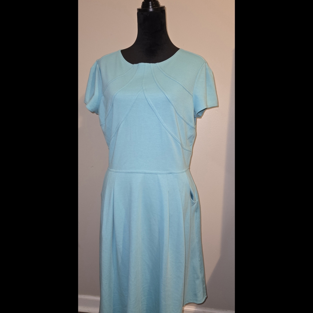 Alex Marie Blue Flutter Sleeve A-Line Midi Dress